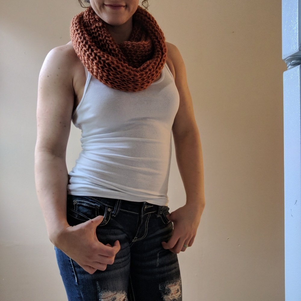 Dusky orange infinity scarf